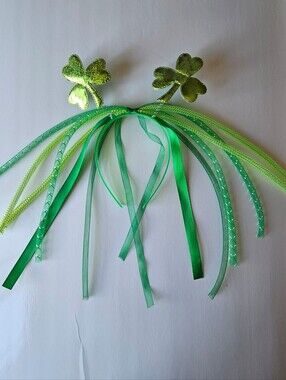Green Shamrock Ribbon Headband - St. Patrick's Day Party Accessory